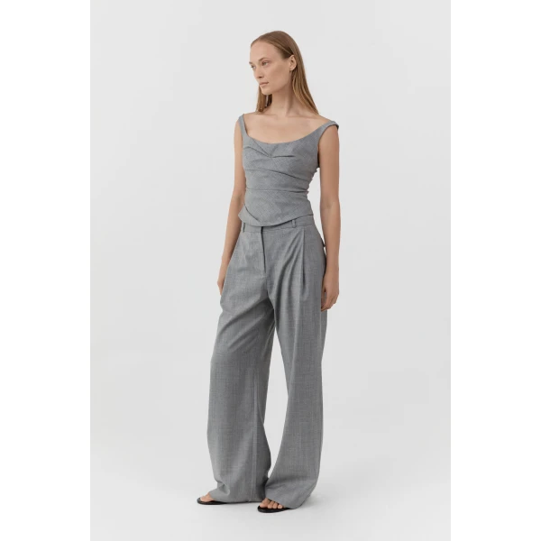 St. Agni Wool Draped Bodice in Cobblestone, view 4