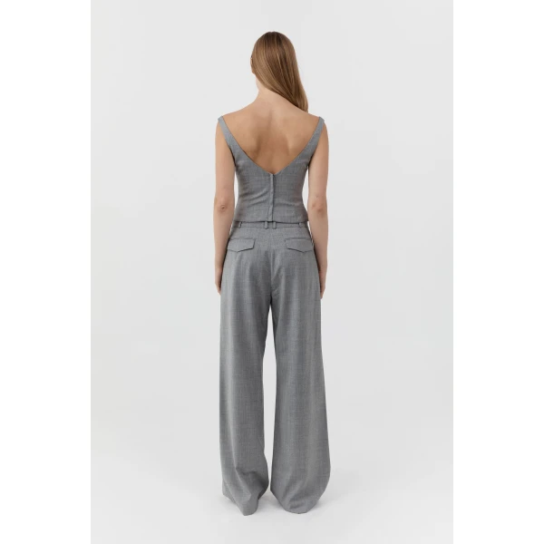 St. Agni Wool Draped Bodice in Cobblestone, view 6