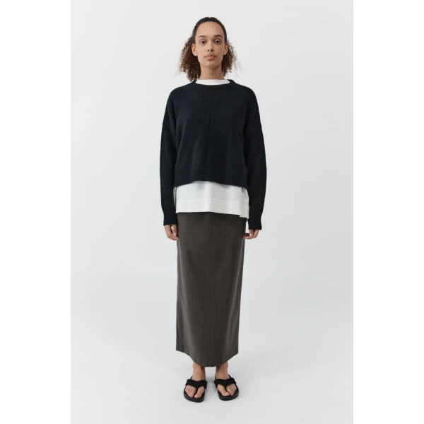St. Agni Wool Everyday Skirt in Mulch, view 2