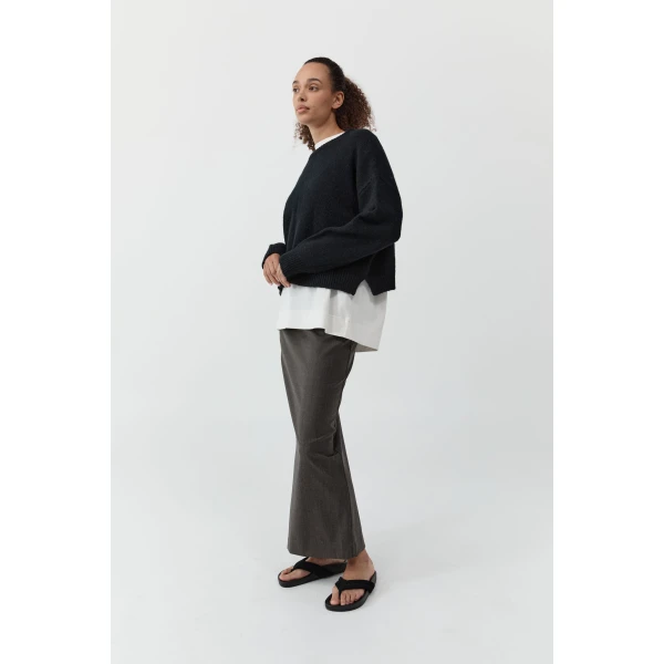 St. Agni Wool Everyday Skirt in Mulch, view 3