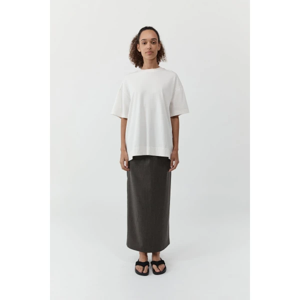 St. Agni Wool Everyday Skirt in Mulch, view 4