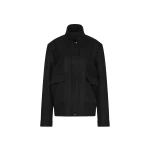 St. Agni Wool Longline Bomber Jacket in Black
