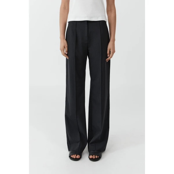 St. Agni Wool Pinstripe Pintuck Pants in Fine Pinstripe, view 3