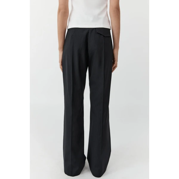 St. Agni Wool Pinstripe Pintuck Pants in Fine Pinstripe, view 4