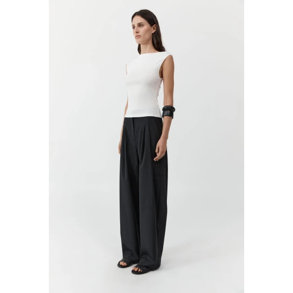 St. Agni Wool Pinstripe Pocket Pants in Fine Pinstripe, view 4