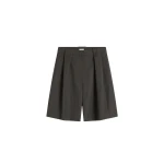St. Agni Wool Pleat Loop Shorts in Mulch