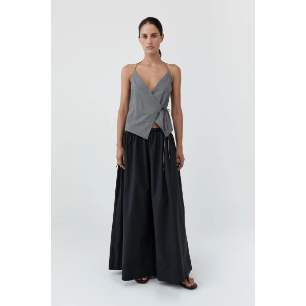 St. Agni Wool Rouleau Halter Top in Pumice, view 3