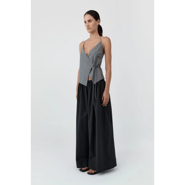 St. Agni Wool Rouleau Halter Top in Pumice, view 4