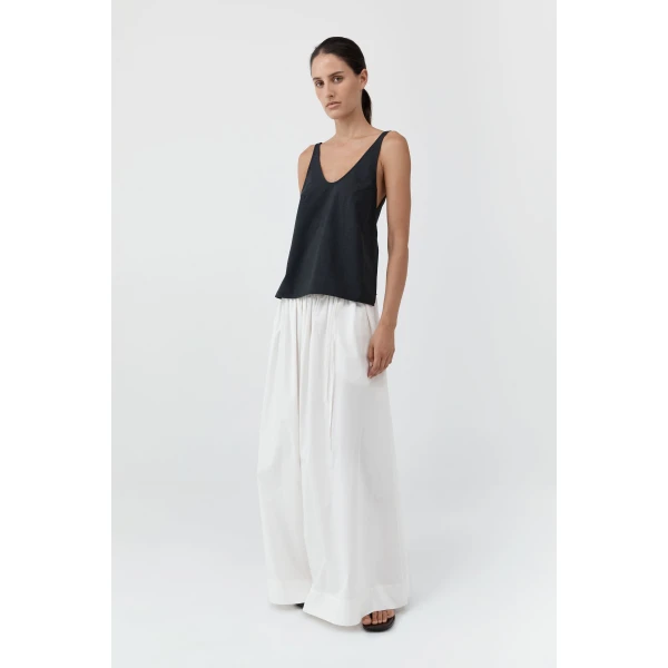 St. Agni Wool Rouleau Tie Top in Dark Graphite, view 3