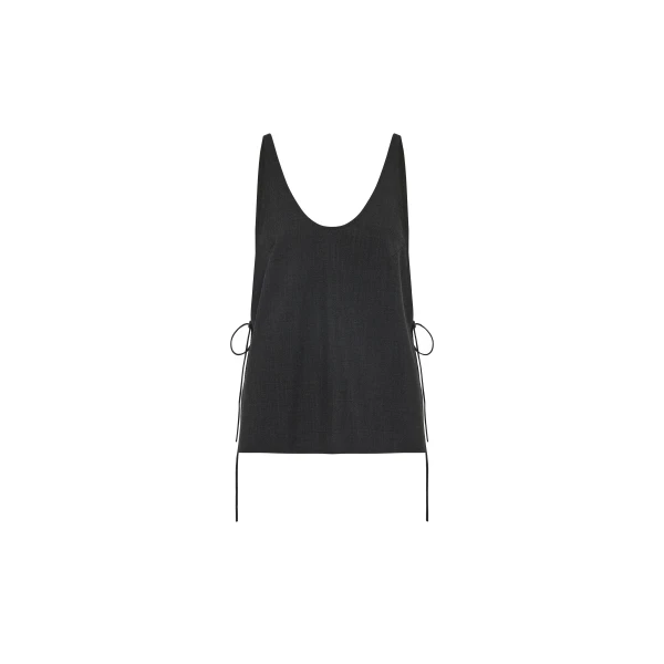 St. Agni Wool Rouleau Tie Top in Dark Graphite