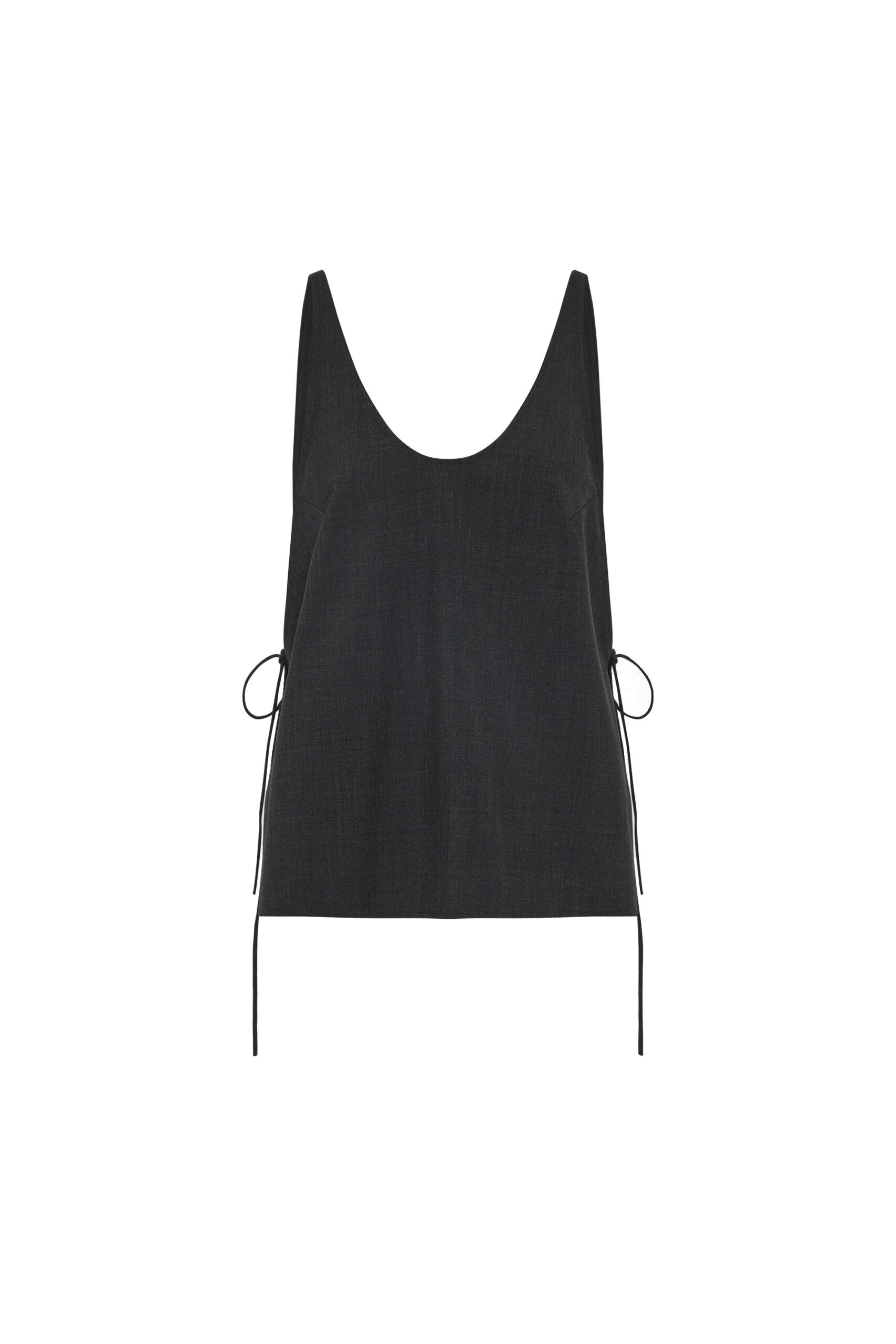 St. Agni Wool Rouleau Tie Top in Dark Graphite | Tops | Coveti St. Agni Wool Rouleau Tie Top in Dark Graphite