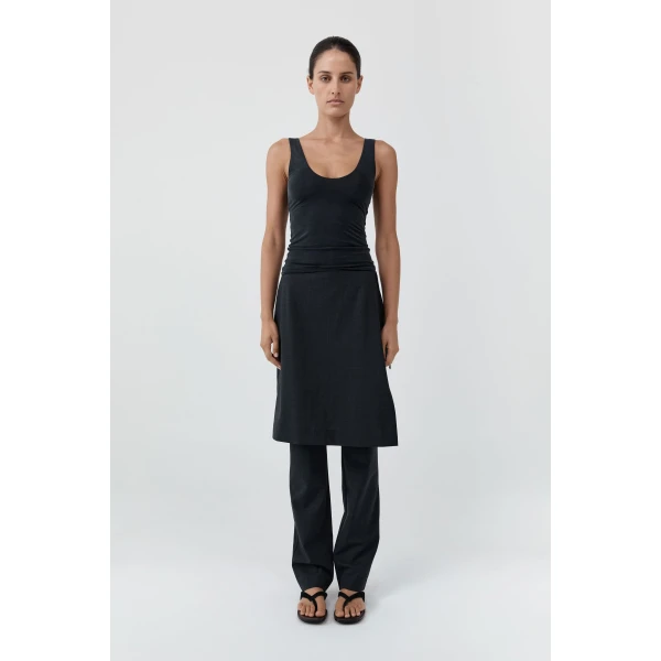 St. Agni Wool Sarong Pants in Dark Graphite, view 2