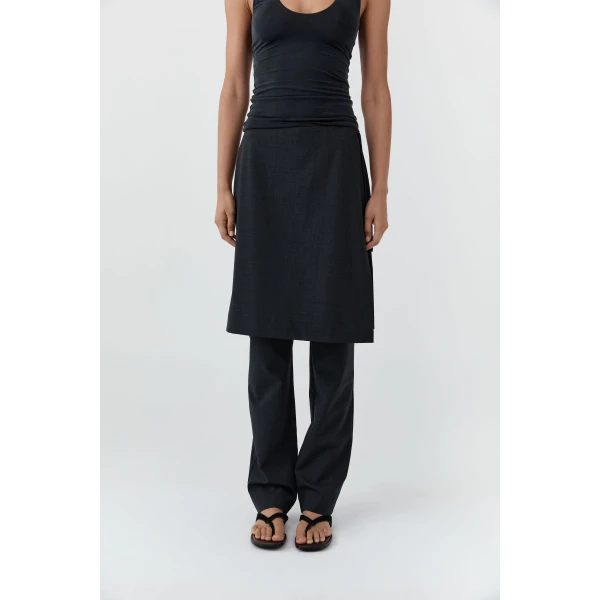 St. Agni Wool Sarong Pants in Dark Graphite, view 3