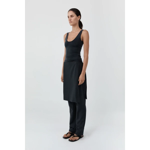 St. Agni Wool Sarong Pants in Dark Graphite, view 4