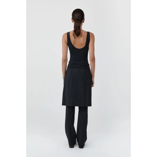 St. Agni Wool Sarong Pants in Dark Graphite, view 5