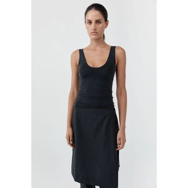 St. Agni Wool Sarong Pants in Dark Graphite, view 6