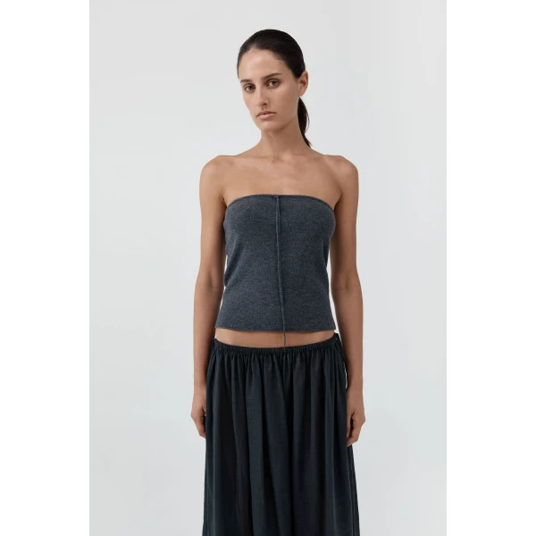 St. Agni Wool Strapless Top in Iron Melange, view 2