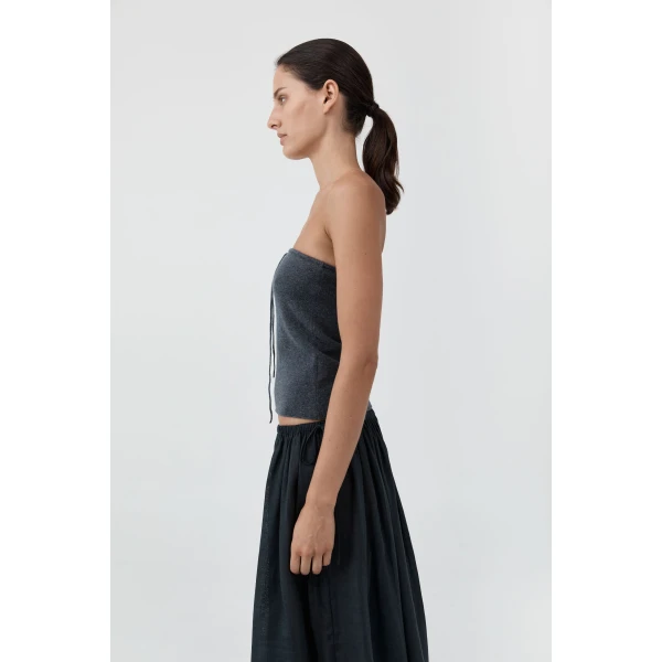 St. Agni Wool Strapless Top in Iron Melange, view 6