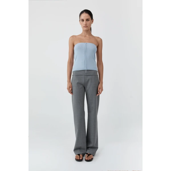 St. Agni Wool Strapless Top in Light Steel, view 3