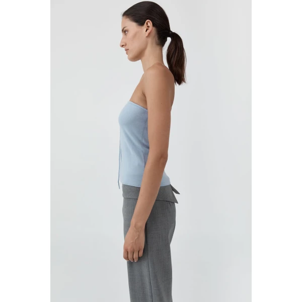 St. Agni Wool Strapless Top in Light Steel, view 4