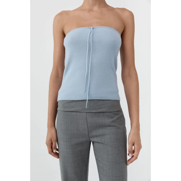 St. Agni Wool Strapless Top in Light Steel, view 6