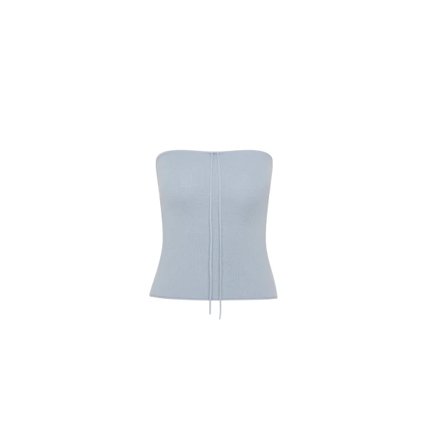 St. Agni Wool Strapless Top in Light Steel