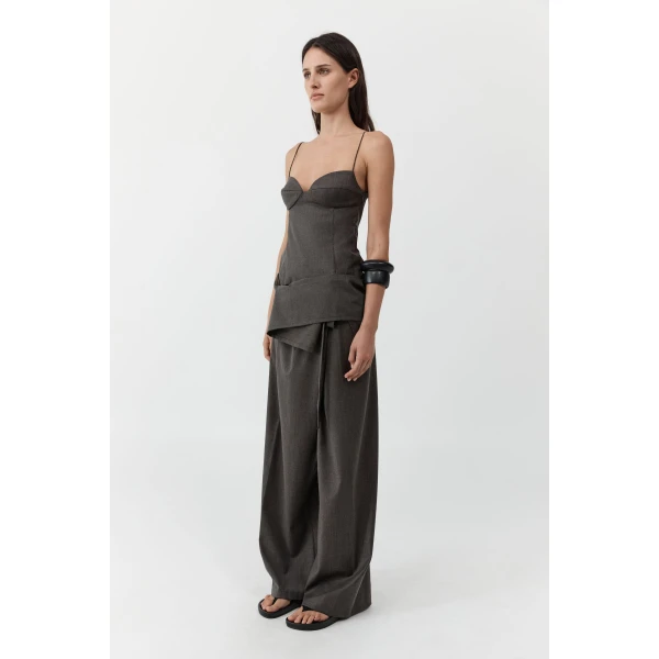St. Agni Wool Tailored Fisherman Pants in Mulch, view 5