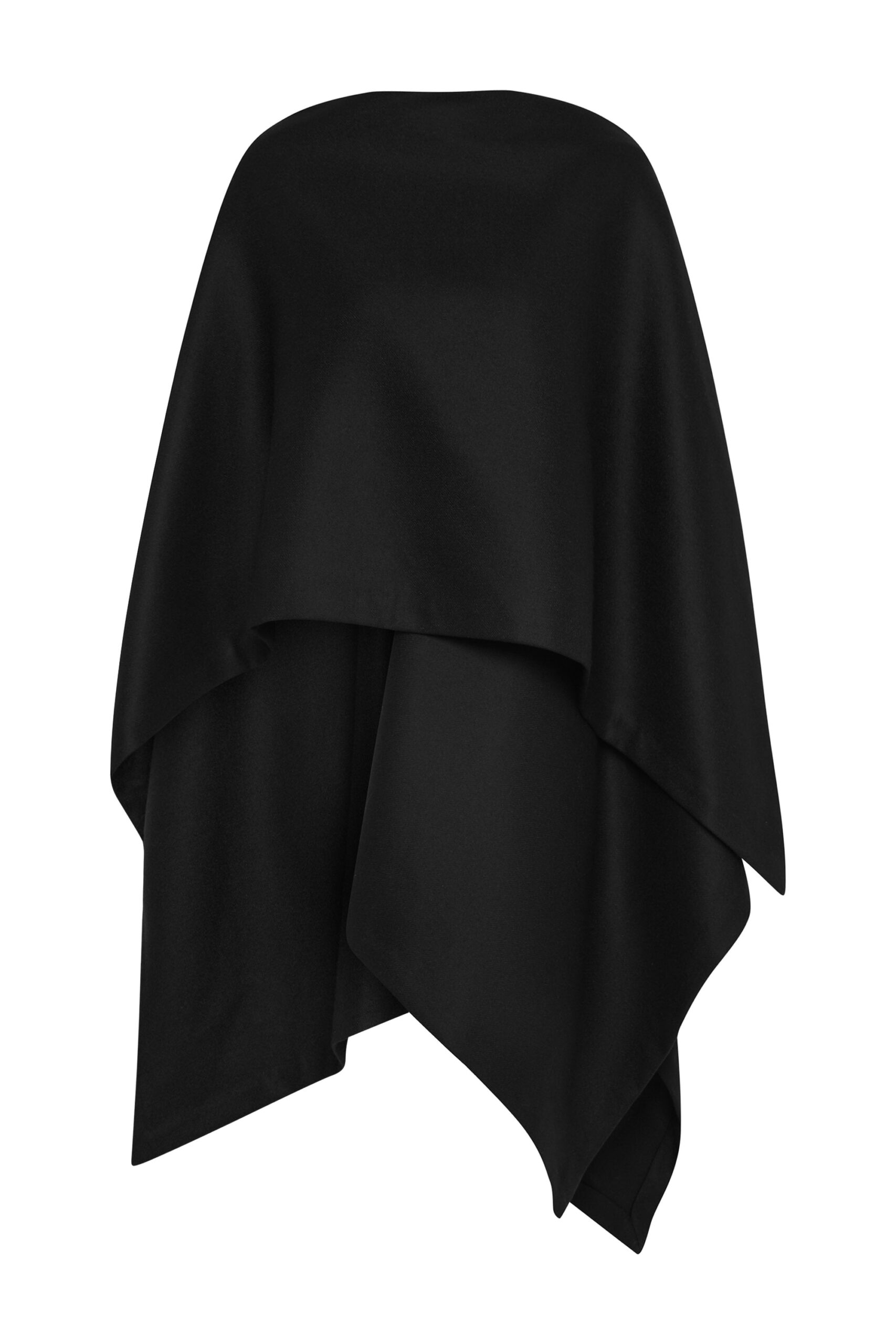 St. Agni Wool Twill Poncho in Black | Coats | Coveti St. Agni Wool Twill Poncho in Black