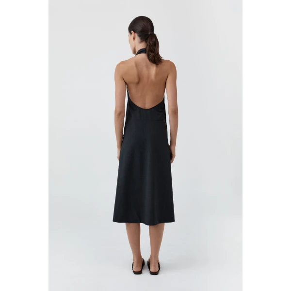 St. Agni Wool Wrap Dress in Dark Graphite, view 5