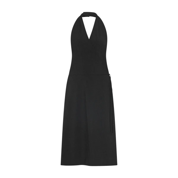 St. Agni Wool Wrap Dress in Dark Graphite