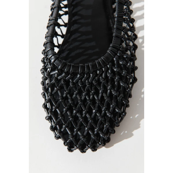 St. Agni Woven Ballerina Flat in Black, view 4