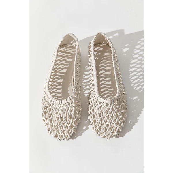 St. Agni Woven Ballerina Flat in Off White, view 5