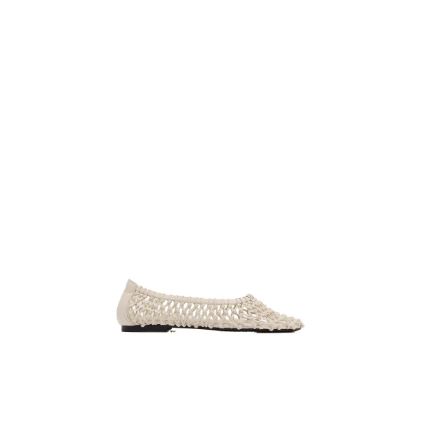 Woven Ballerina Flat in Off White