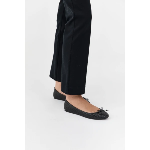 St. Agni Woven Bow Ballet Flat in Black Woven, view 2