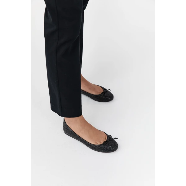 St. Agni Woven Bow Ballet Flat in Black Woven, view 6