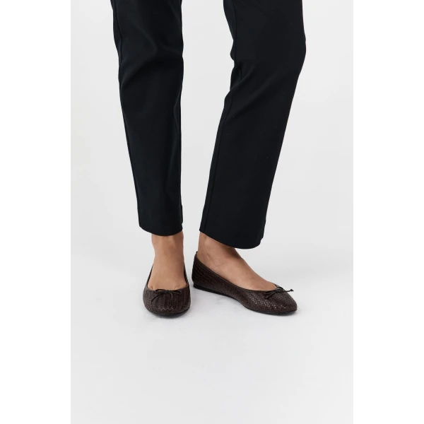 St. Agni Woven Bow Ballet Flat in Coffee Woven, view 2