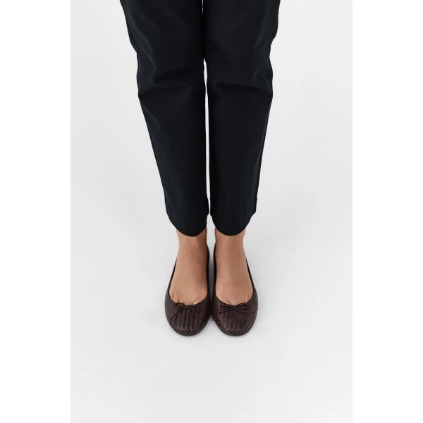 St. Agni Woven Bow Ballet Flat in Coffee Woven, view 4