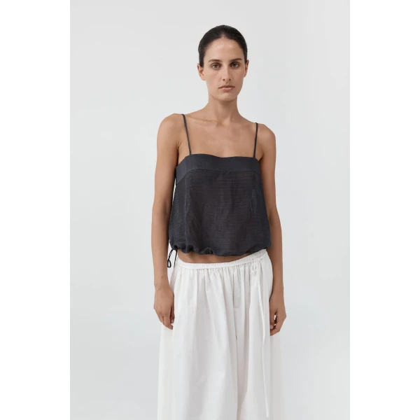 St. Agni Woven Check Drawstring Cami in Iron Glaze, view 2