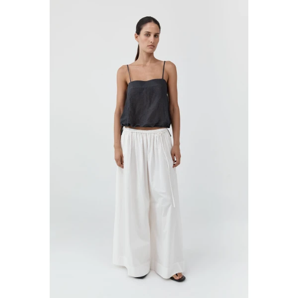 St. Agni Woven Check Drawstring Cami in Iron Glaze, view 3