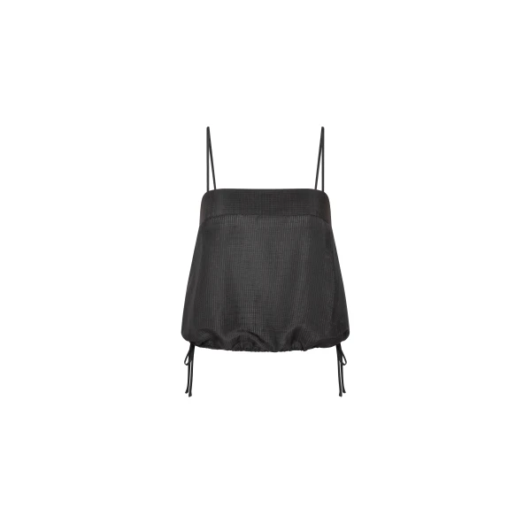 St. Agni Woven Check Drawstring Cami in Iron Glaze