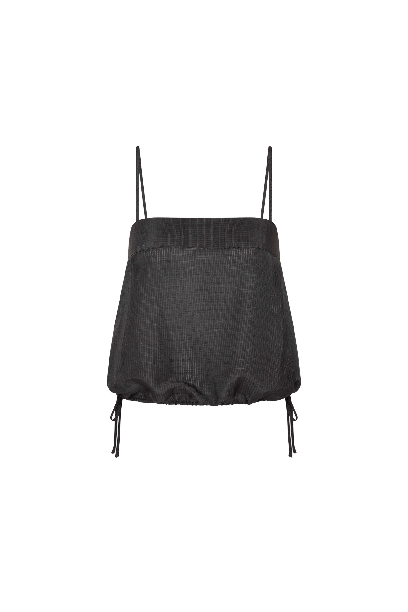 St. Agni Woven Check Drawstring Cami in Iron Glaze | Tops | Coveti St. Agni Woven Check Drawstring Cami in Iron Glaze