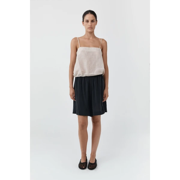 St. Agni Woven Check Drawstring Cami in Soft Ash, view 3