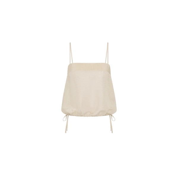 St. Agni Woven Check Drawstring Cami in Soft Ash