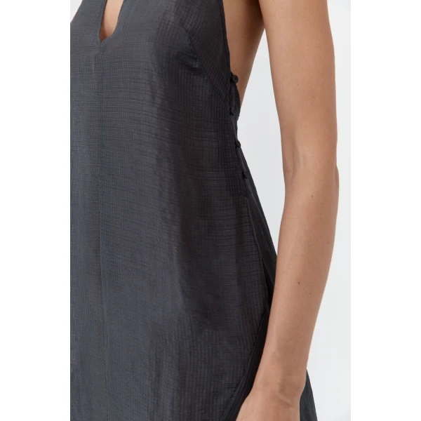 St. Agni Woven Check Halter Dress in Iron Glaze, view 6