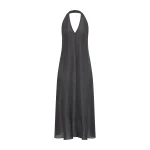 St. Agni Woven Check Halter Dress in Iron Glaze