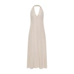 St. Agni Woven Check Halter Dress in Soft Ash