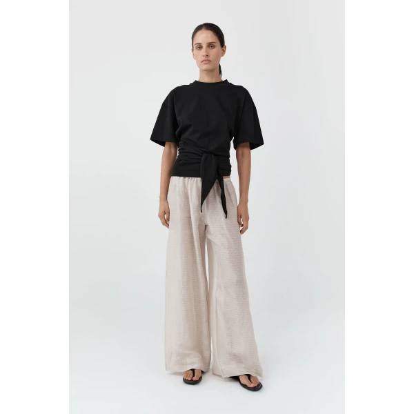 St. Agni Woven Check Relaxed Pants in Soft Ash, view 3