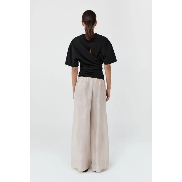 St. Agni Woven Check Relaxed Pants in Soft Ash, view 6