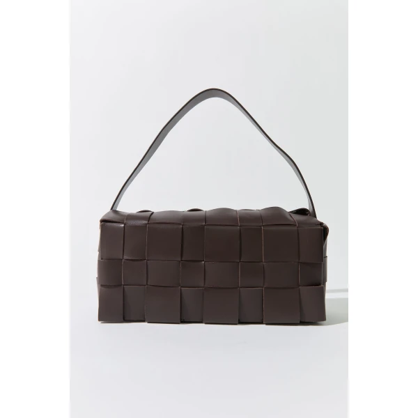 St. Agni Woven Envelope Slim Tote in Chocolate, view 2