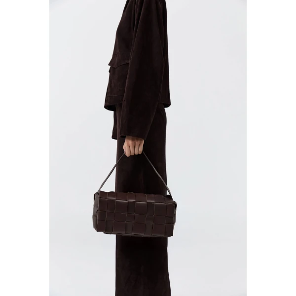 St. Agni Woven Envelope Slim Tote in Chocolate, view 3